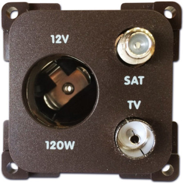 Presa 12V Auto + TV + Satellite Marrone 