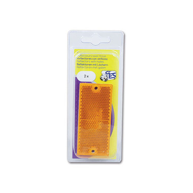 Catadiottro 90 x 40 mm con fori arancione • blister 