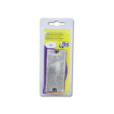 Catadiottro 90 x 40 mm con fori bianco • blister 