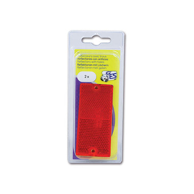 Catadiottro 90 x 40 mm con fori rosso • blister 