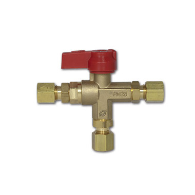 Rubinetto a T Ø 8 mm ad inversione 