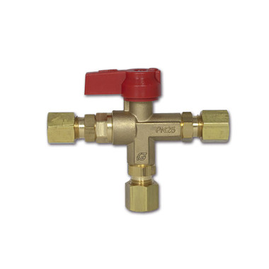 Rubinetto a T Ø 10 mm ad inversione 
