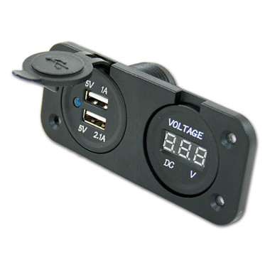 Supporto con 2 USB e voltimetro - 5 V 