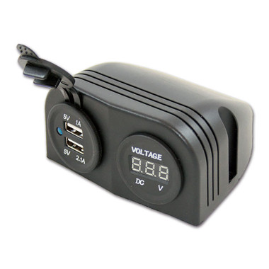 Supporto 2 USB e voltimetro - 5 V 