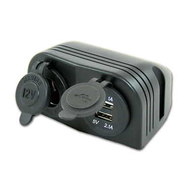 Supporto 2 USB con presa 12 V 