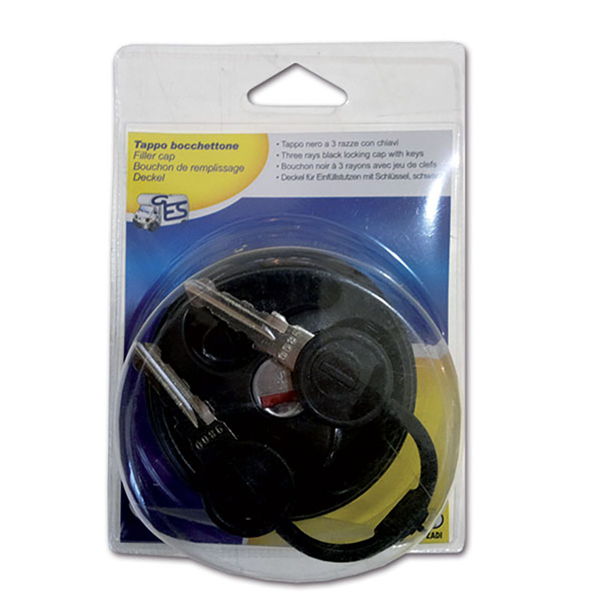 Tappo nero 3 razze Zadi con cilindretto • nero • blister 1