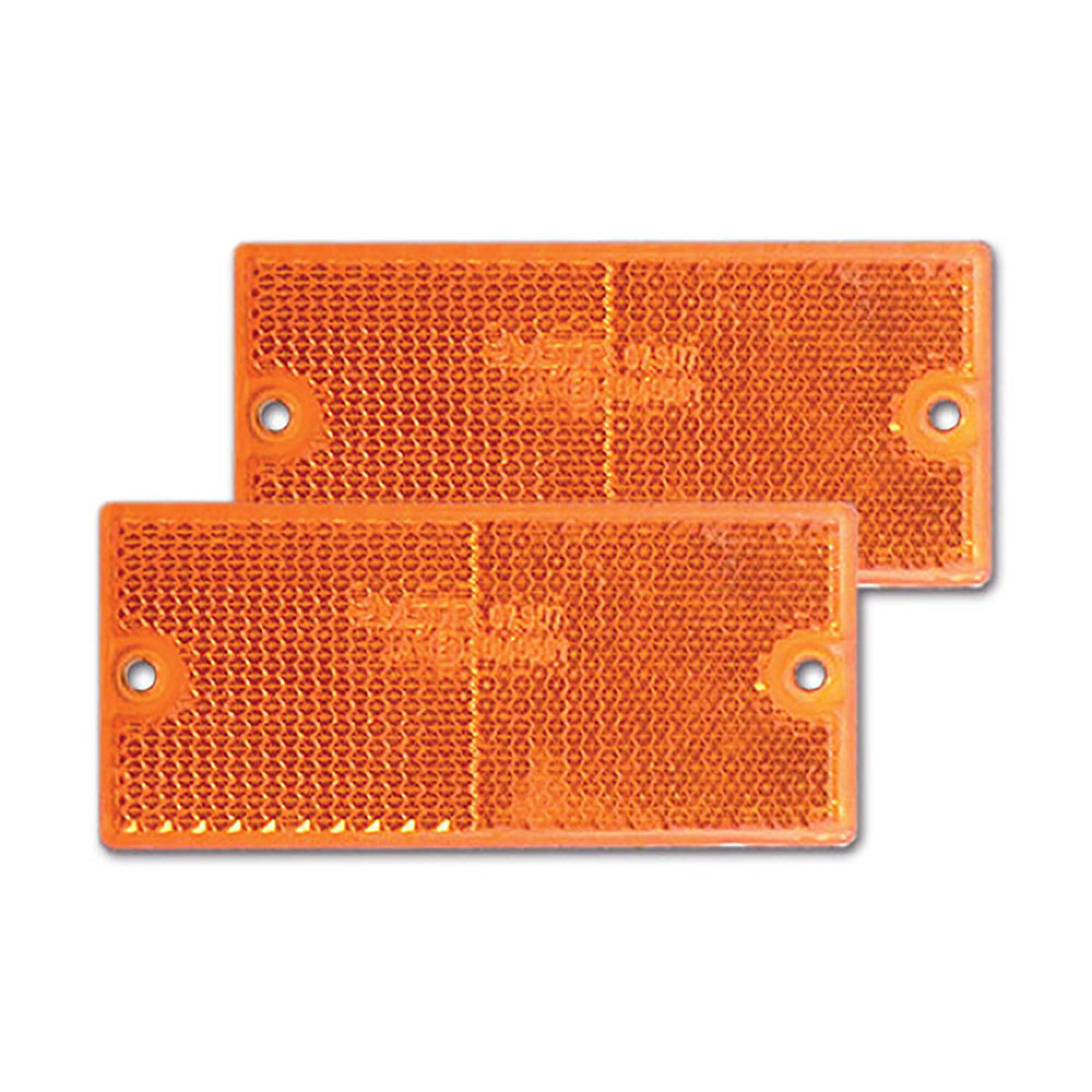 Catadiottro 90 x 40 mm con fori arancione • blister 2