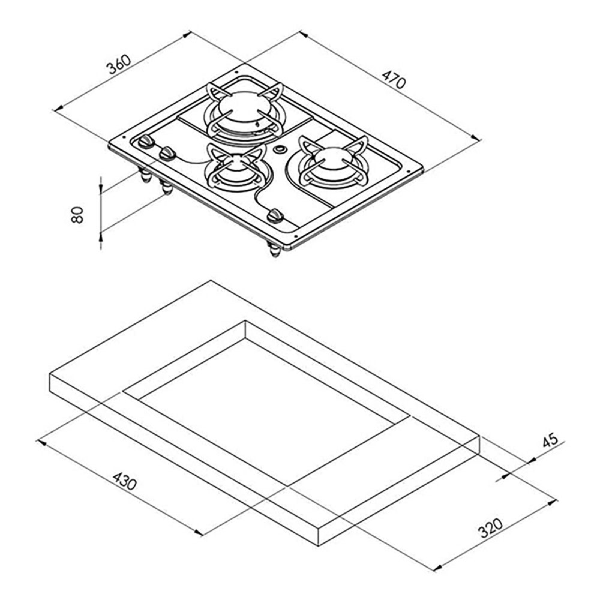 Piano cottura Burny 3 fuochi 2
