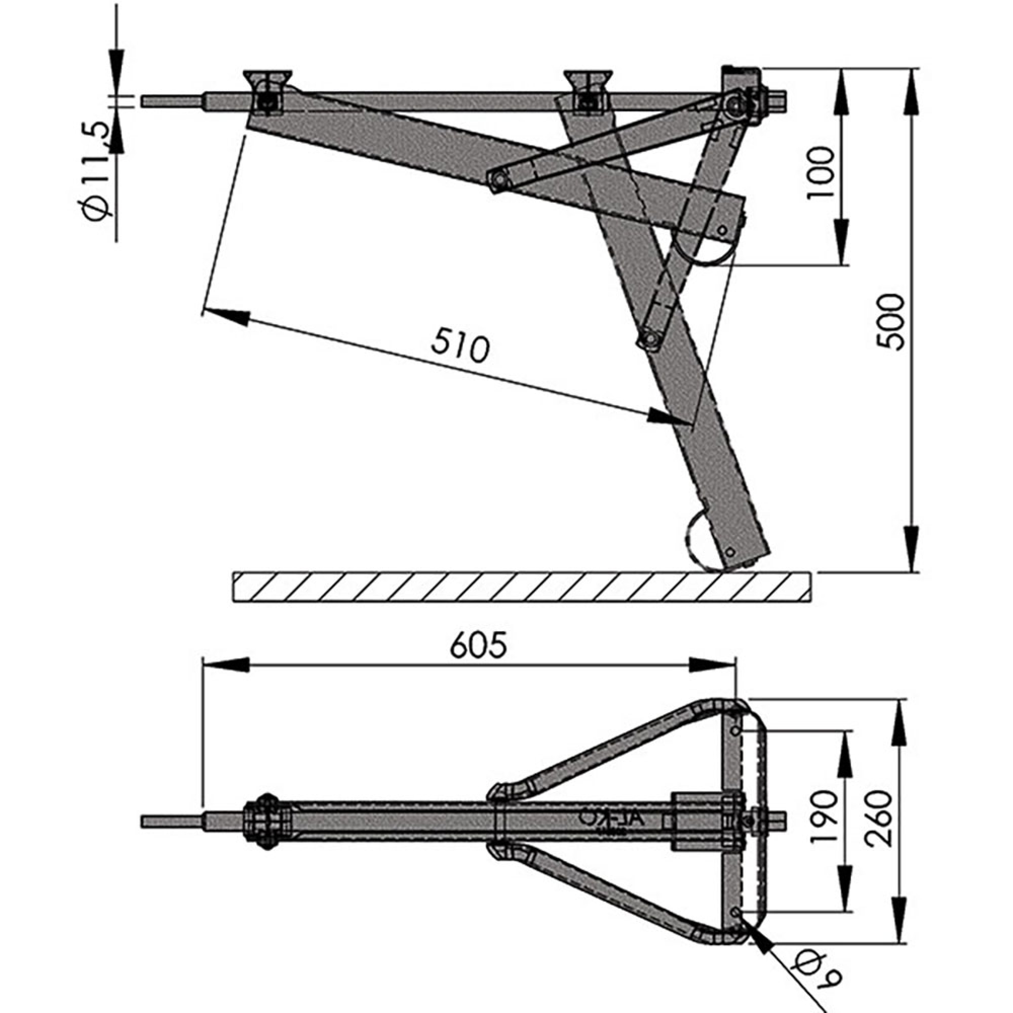 Piedino appoggio 800 kg lungo 2