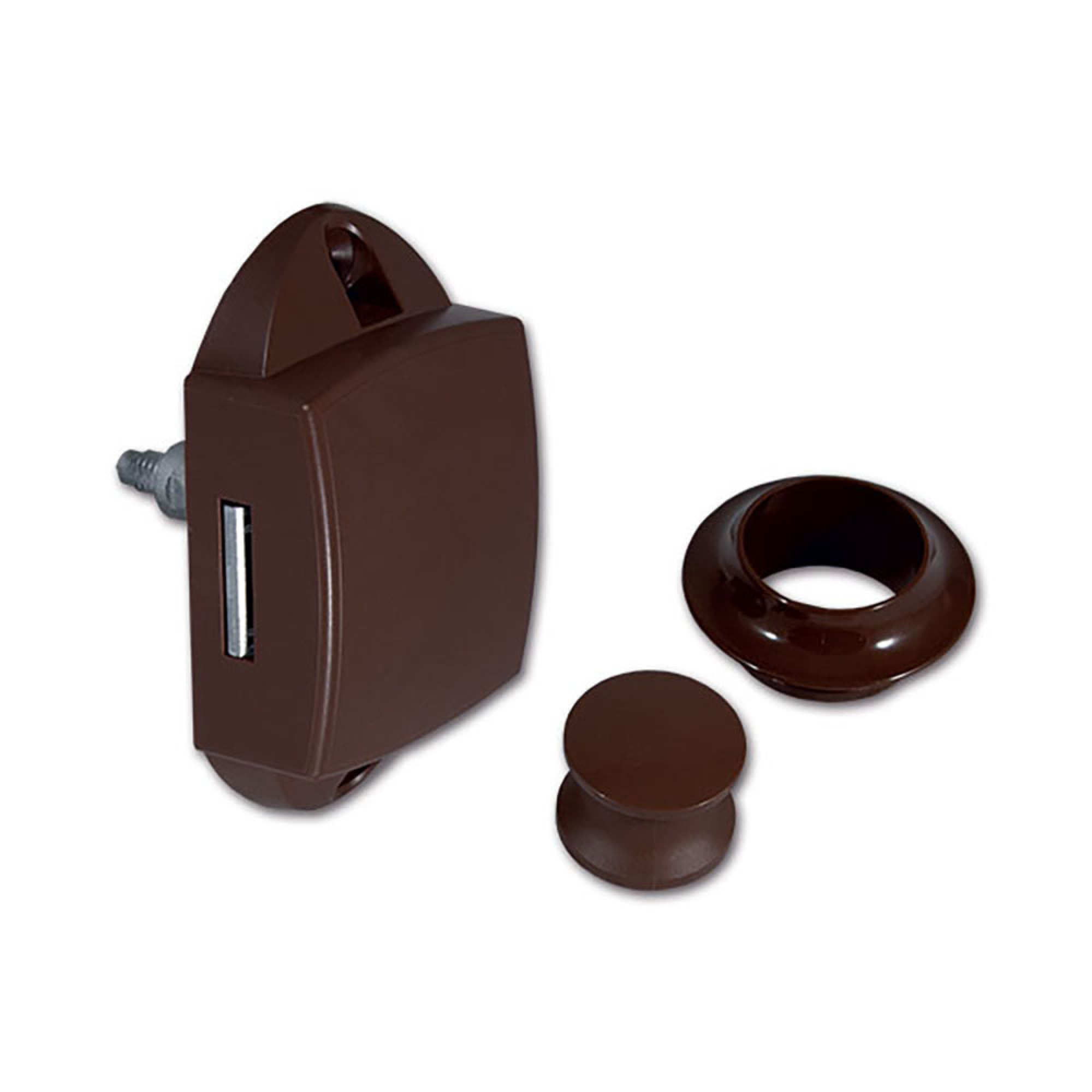 Kit Push-Lock marrone con pulsante e rosetta • blister 2
