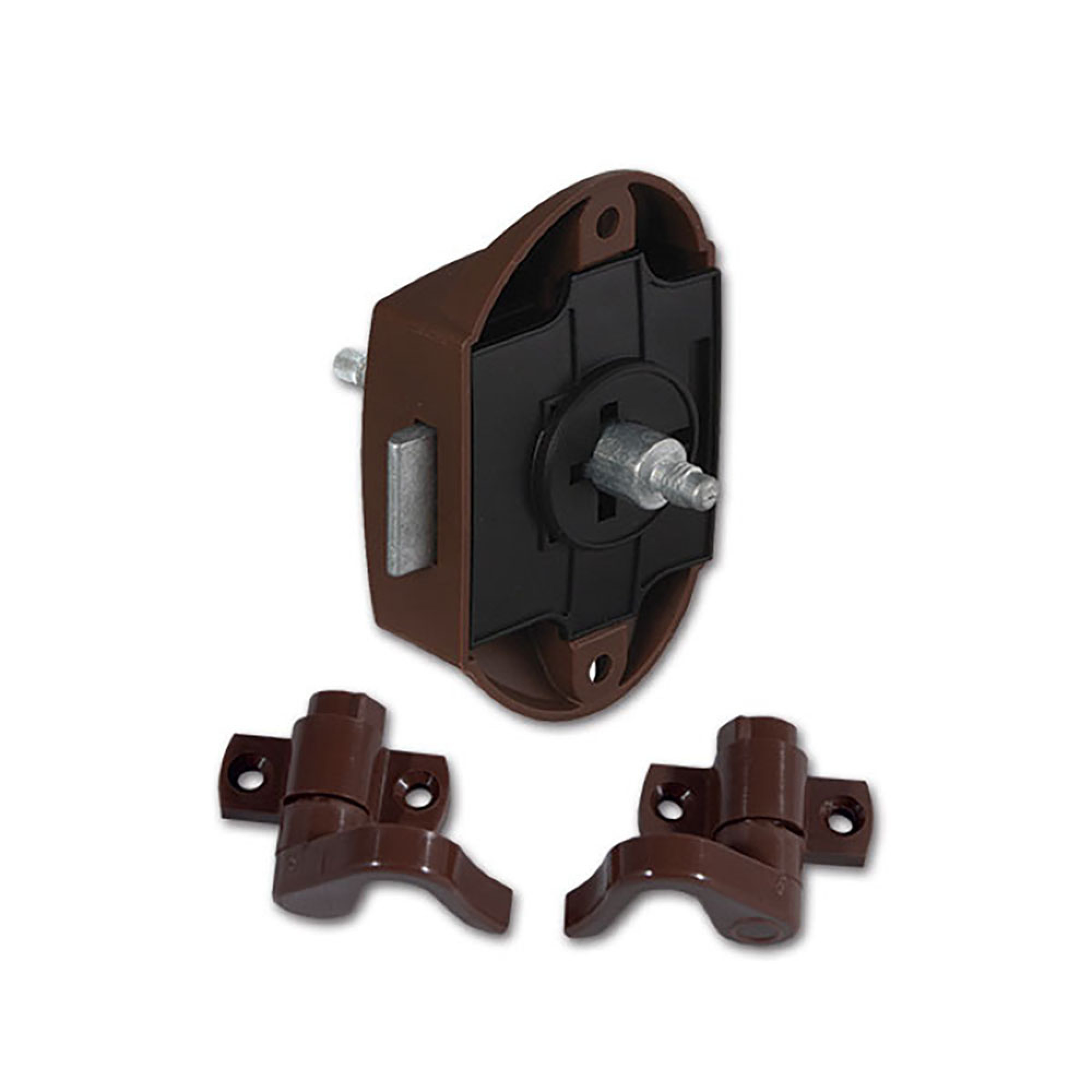 Push-Lock bilaterale marrone con ganci - blister 3