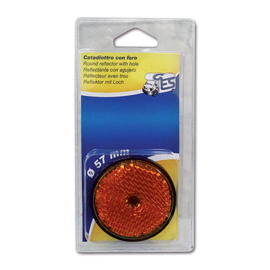 Catadiottro Ø 60 arancio con foro • blister