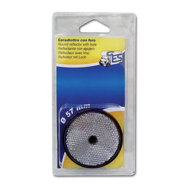 Catadiottro Ø 60 bianco con foro • blister