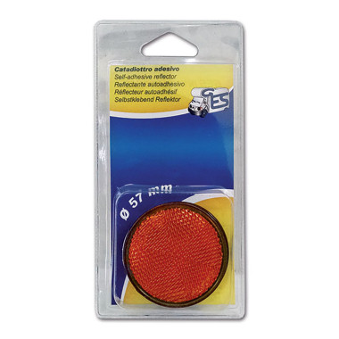 Catadiottro Ø 60 arancio con adesivo • blister
