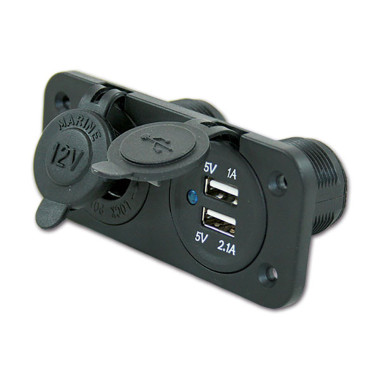 Supporto con 2 USB e presa - 12V
